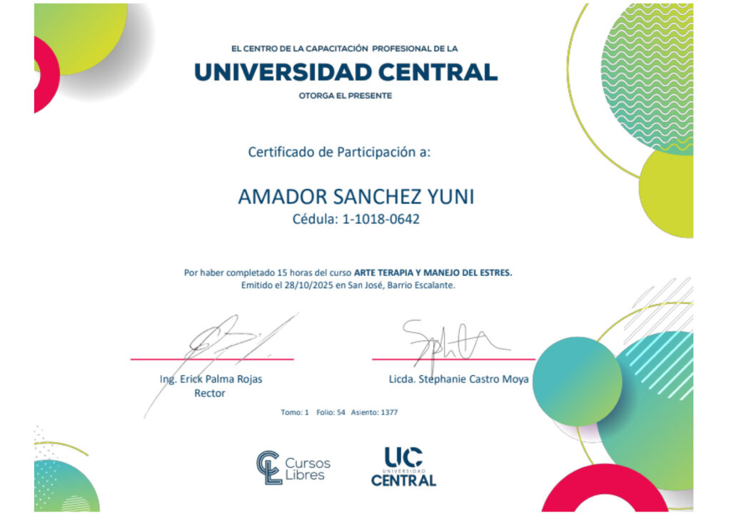 Certificado Arteterapia Ymanejodelestress Arte Terapia Talleres Empresas
