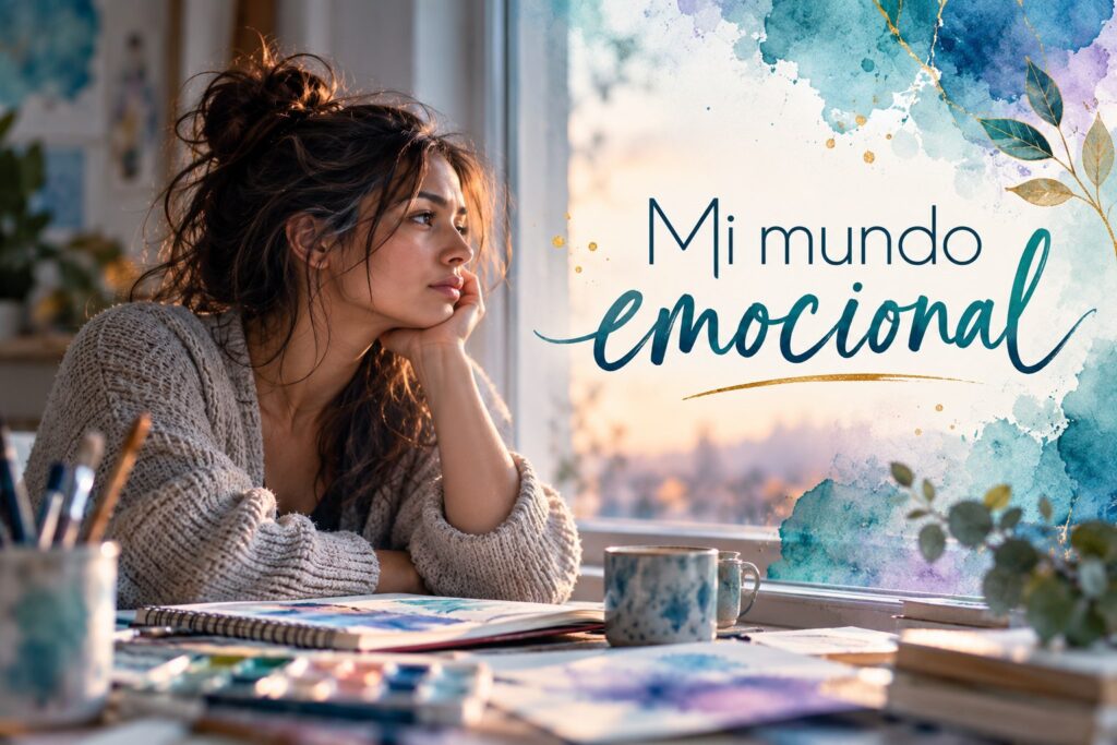 Mi mundo emocional mujer reflexiva junto a una ventana arte terapéutico MOSAIK