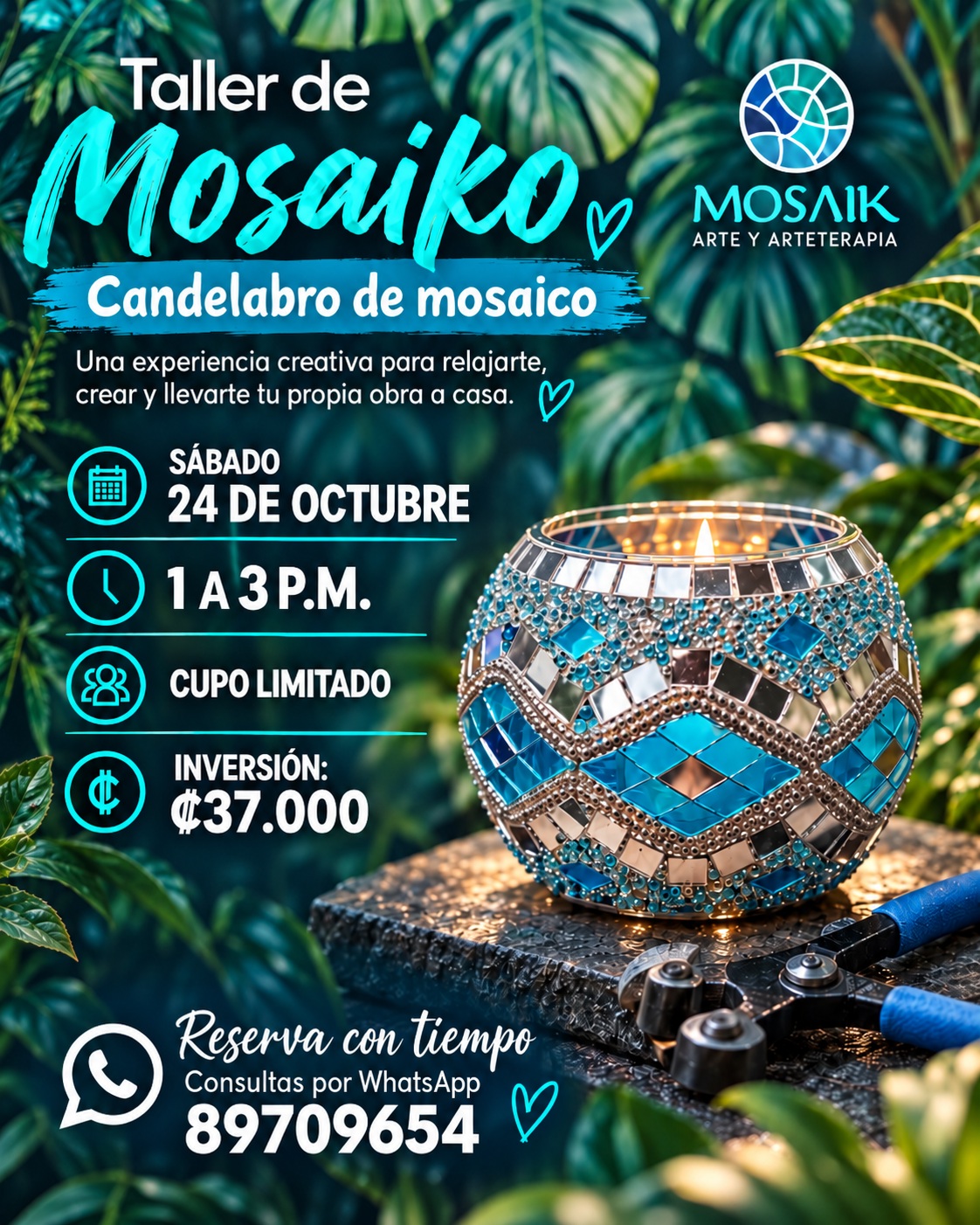 taller candelabor mosaico costarica